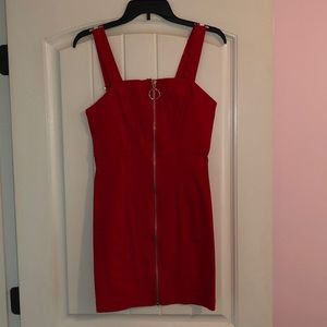 Red cocktail dress size small zips all the way up and adjustable straps